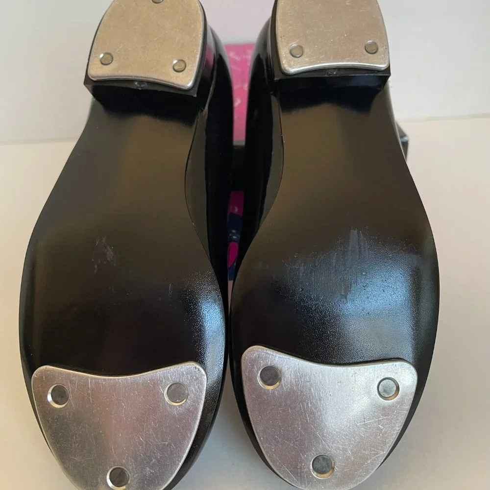 Spotlights Black Patent Tap Shoes w/ Polka Dot Bows - Size 9.5T